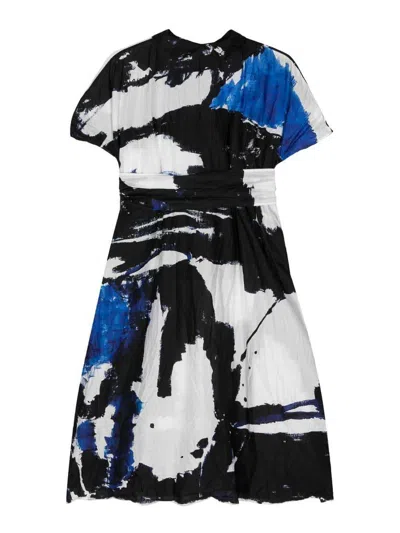 Daniela Gregis Abstract-print Cotton Dress In Black