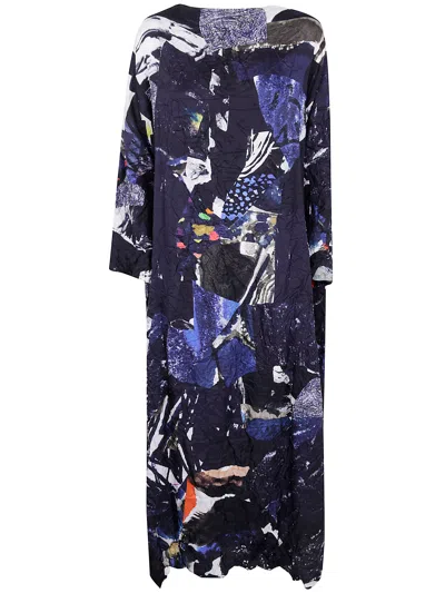 Daniela Gregis "abito Lunedi" Washed Silk Fantasy Dress In Blue