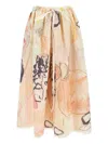 Daniela Gregis Abstract-print Drawstring Midi Skirt In Neutral