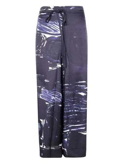 Daniela Gregis Abstract-print Drawstring Trousers In Blue