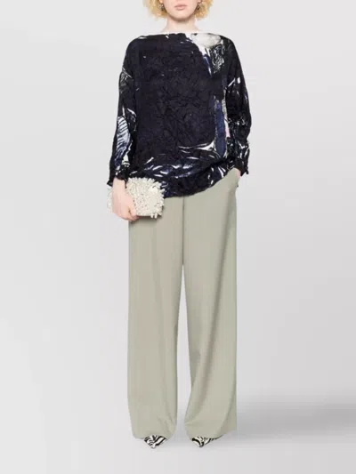 Daniela Gregis Abstract Print Long Sleeve Silk Top In Blue