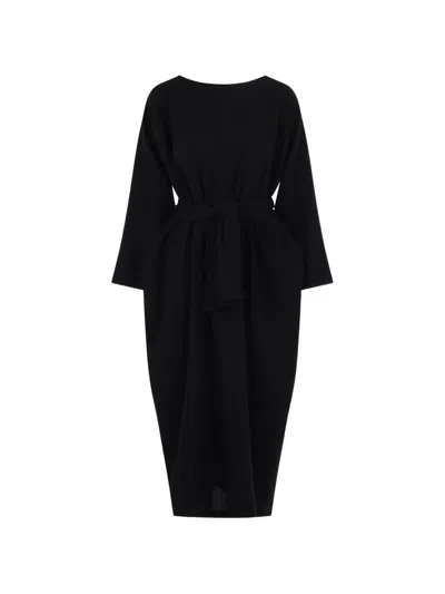 Daniela Gregis Belted Boat-neck Midi Dress In Multi