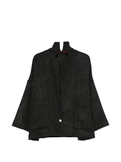 Daniela Gregis Belted Shawl-collar Jacket In Gray