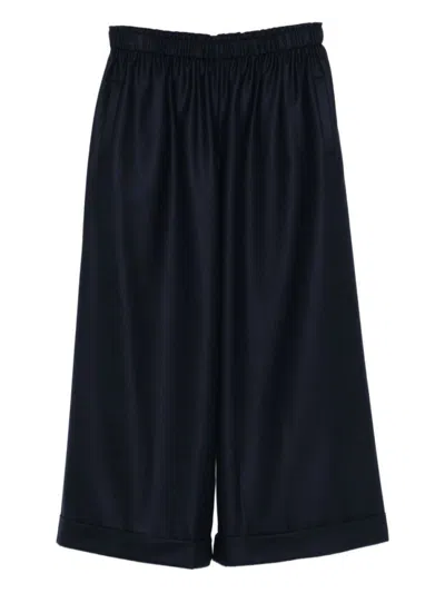 Daniela Gregis Blue Wool Pajama Trousers In Animal Print