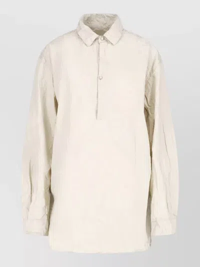 Daniela Gregis Buttoned Cuff Crinkled Long Sleeve Jacket In White