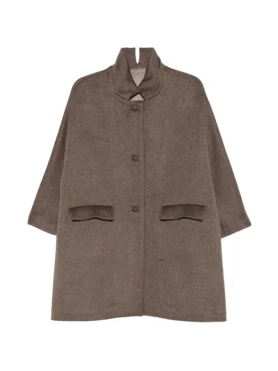 Daniela Gregis Button-up Cashmere Coat In Brown