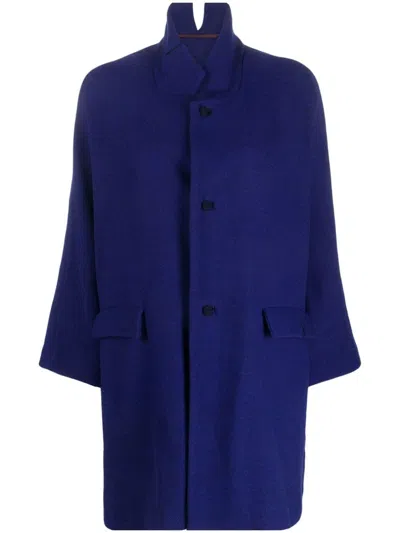 DANIELA GREGIS OVERSIZED DOUBLE COAT,C46CR.W571 2.3 BLACK KLEIN BLUE