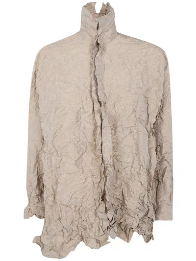 Daniela Gregis Crinkled-finish Ruffled Shirt In Neutral