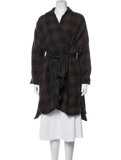 Pre-owned Daniela Gregis Cashmere Plaid Print Jacket In Brown