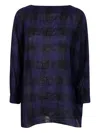 Daniela Gregis Check-pattern Wool Blouse In Blue