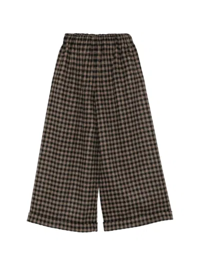 Daniela Gregis Check Wool Trousers In Brown