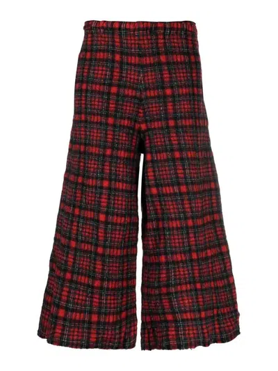 Daniela Gregis Tartan Wide-leg Trousers In Rojo