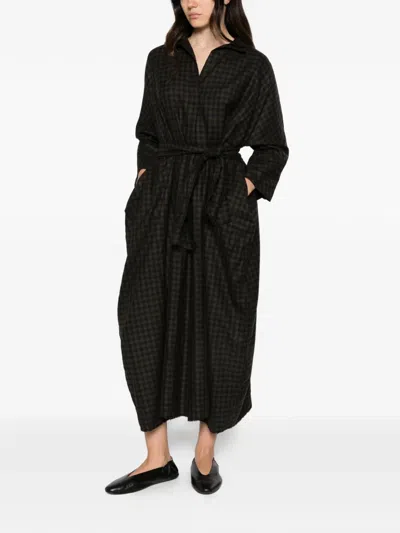 Daniela Gregis Check-pattern Belted Dress In Black