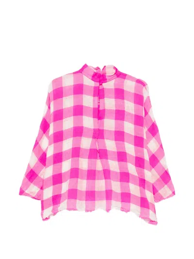 Daniela Gregis Check-pattern Frayed Shirt In Pink