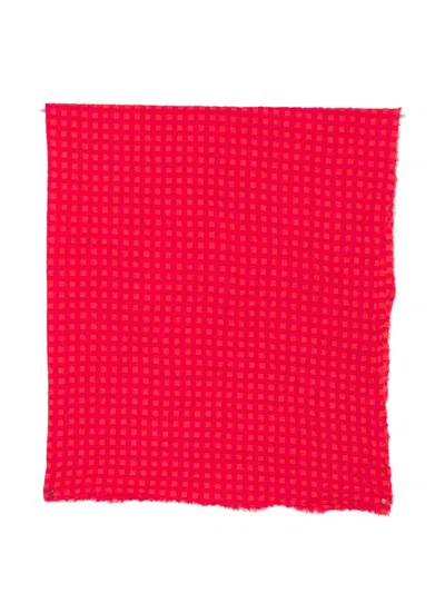 Daniela Gregis Check-pattern Fringed Scarf In Pink
