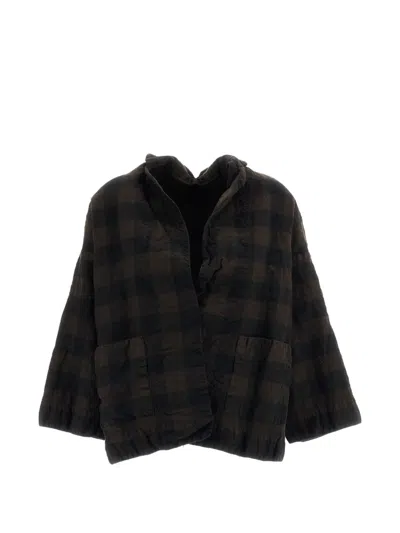 Daniela Gregis Check-pattern Wool Jacket In Brown