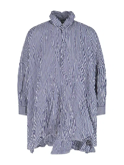 Daniela Gregis Classic Collar Striped Shirt Dress In Blue