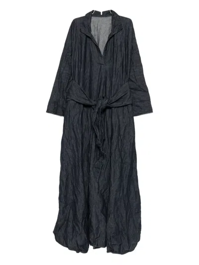 Daniela Gregis Cotton Belted Midi Dress In Blue