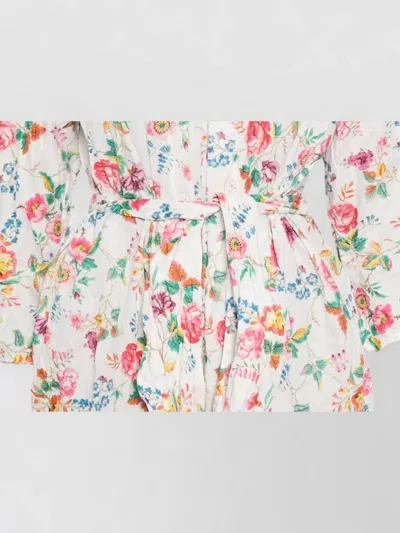 Daniela Gregis Cotton Dress Belted Waist Floral Pattern