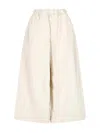 Daniela Gregis Cotton Trousers Elasticated Waistband Lightweight Wide Leg In White