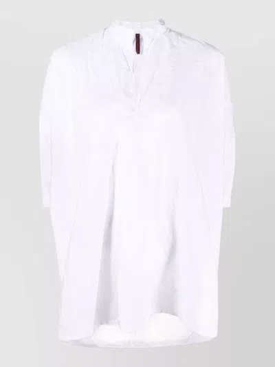 Daniela Gregis Cotton Shirt High Low Hem Stand Collar In White