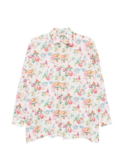 Daniela Gregis Floral-print Crinkled Shirt In White