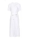 Daniela Gregis White Cotton Short Dress With Spread Collar And Batwing Sleeves In White