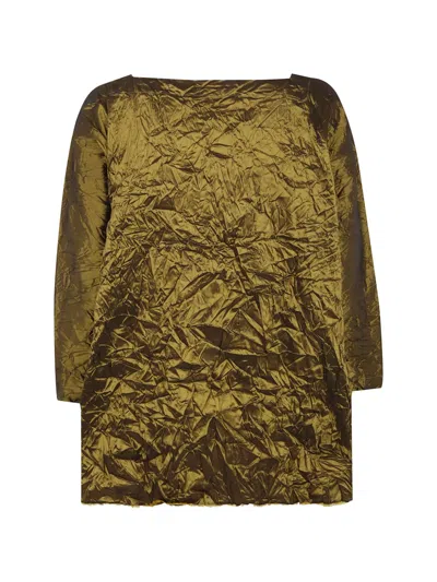 Daniela Gregis Crinkled Silk Top In Green