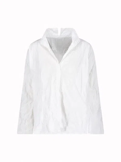 Daniela Gregis Crinkled V-neck Pullover Blouse In White