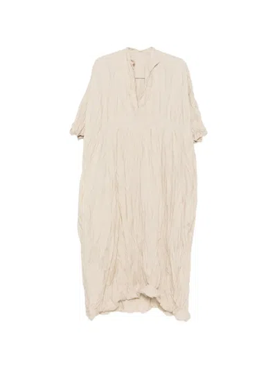 Daniela Gregis Crinkled-finish Midi Dress In Neutral