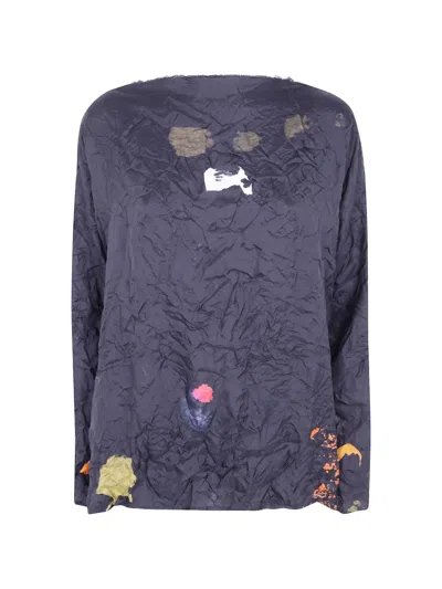 Daniela Gregis Crinkled-silk Blouse In Purple