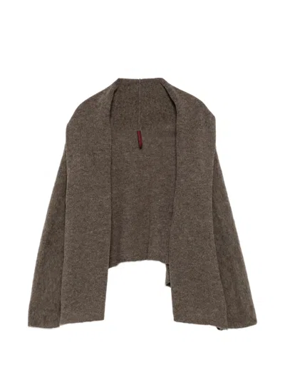 Daniela Gregis Cropped Wrap-front Cardigan In Brown