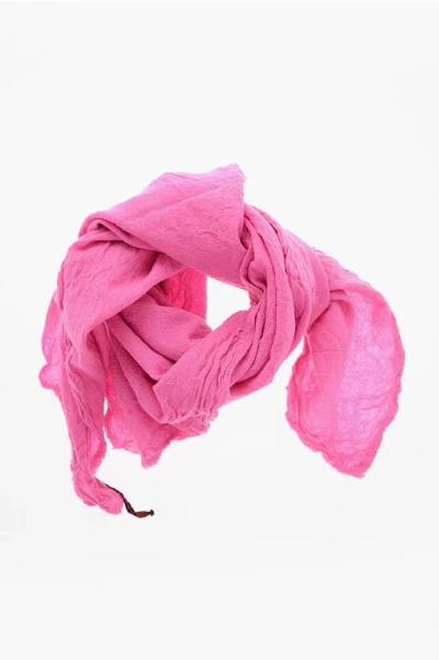 Daniela Gregis Crumpled - Effect Wool Scarf In Pink