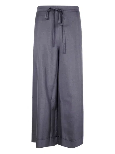 Daniela Gregis Drawstring Silk Trousers In Blue