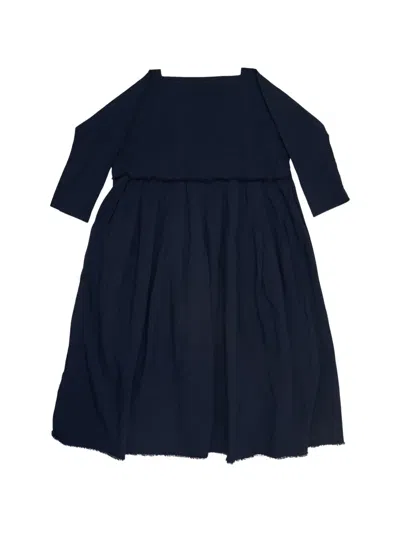 Daniela Gregis Frayed-edge Pleated Dress In Blue