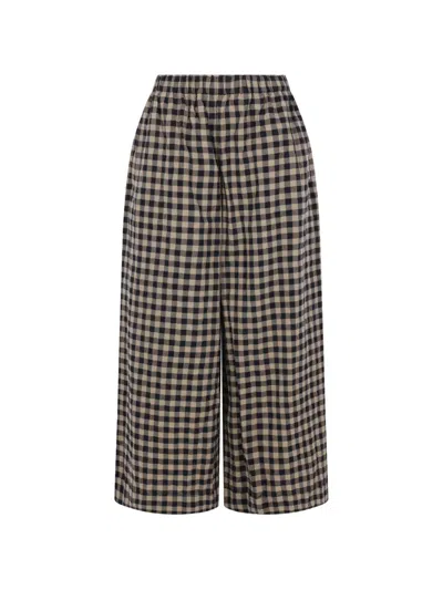 Daniela Gregis Gingham-check Elasticated-waist Trousers In Black