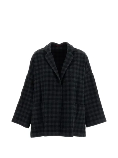 Daniela Gregis Gladiolo Check Wool Jacket In Gray