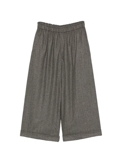 Daniela Gregis Herringbone-pattern Wide-leg Palazzo Pants In Gray
