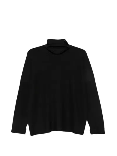 Daniela Gregis High-neck Drop-shoulder Sweater In Black