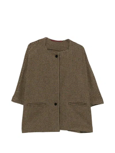 Daniela Gregis Houndstooth Wool Jacket In Gray
