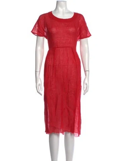 Pre-owned Daniela Gregis Linen Midi Length Dress In Red
