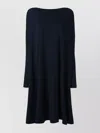 Daniela Gregis Midi Dress With Belted Waist And Long Sleeves In Blue