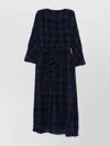 Daniela Gregis Midi Dress With Checked Pattern And Belted Waist In Blue
