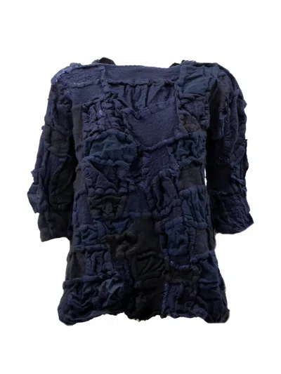 Daniela Gregis Mosaic Patchwork Crinkled Blouse In Blue