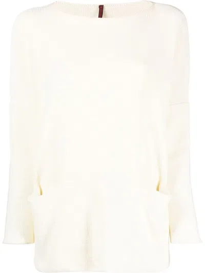 Daniela Gregis Cotton Boat Neck Sweater In White