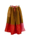 Daniela Gregis Patchwork Midi Skirt In Brown