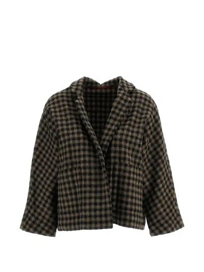 Daniela Gregis Peony Check Wool Jacket In Brown
