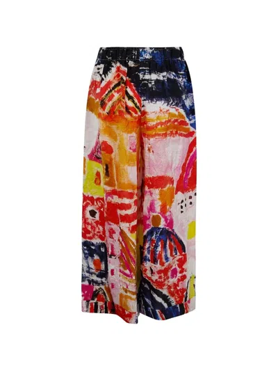 DANIELA GREGIS "PIJIAMA POCKETS" WIDE LEG TROUSERS,P7F.S316 098 TIMO PINK DRAWING