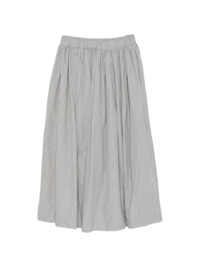 Daniela Gregis Pleated Cotton Midi Skirt In Gray