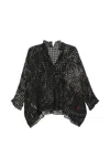 Daniela Gregis Wool Checked Crinkled V-neck Long-sleeve Blouse In Black